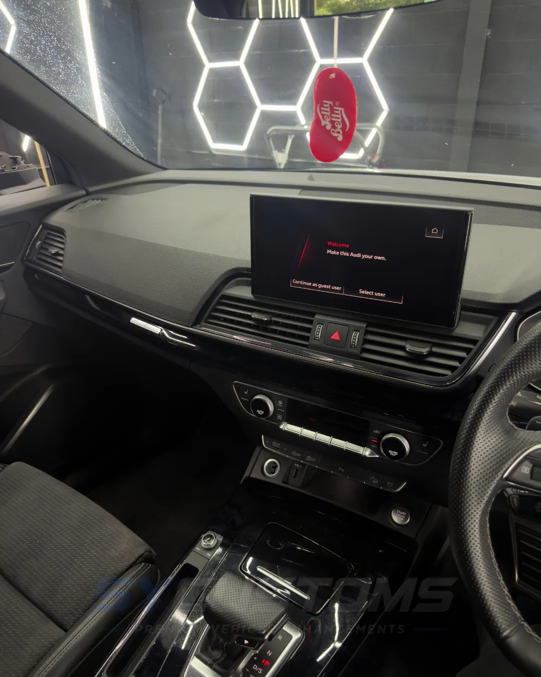 Audi Q5 before oem ambient lighting, starlights installation