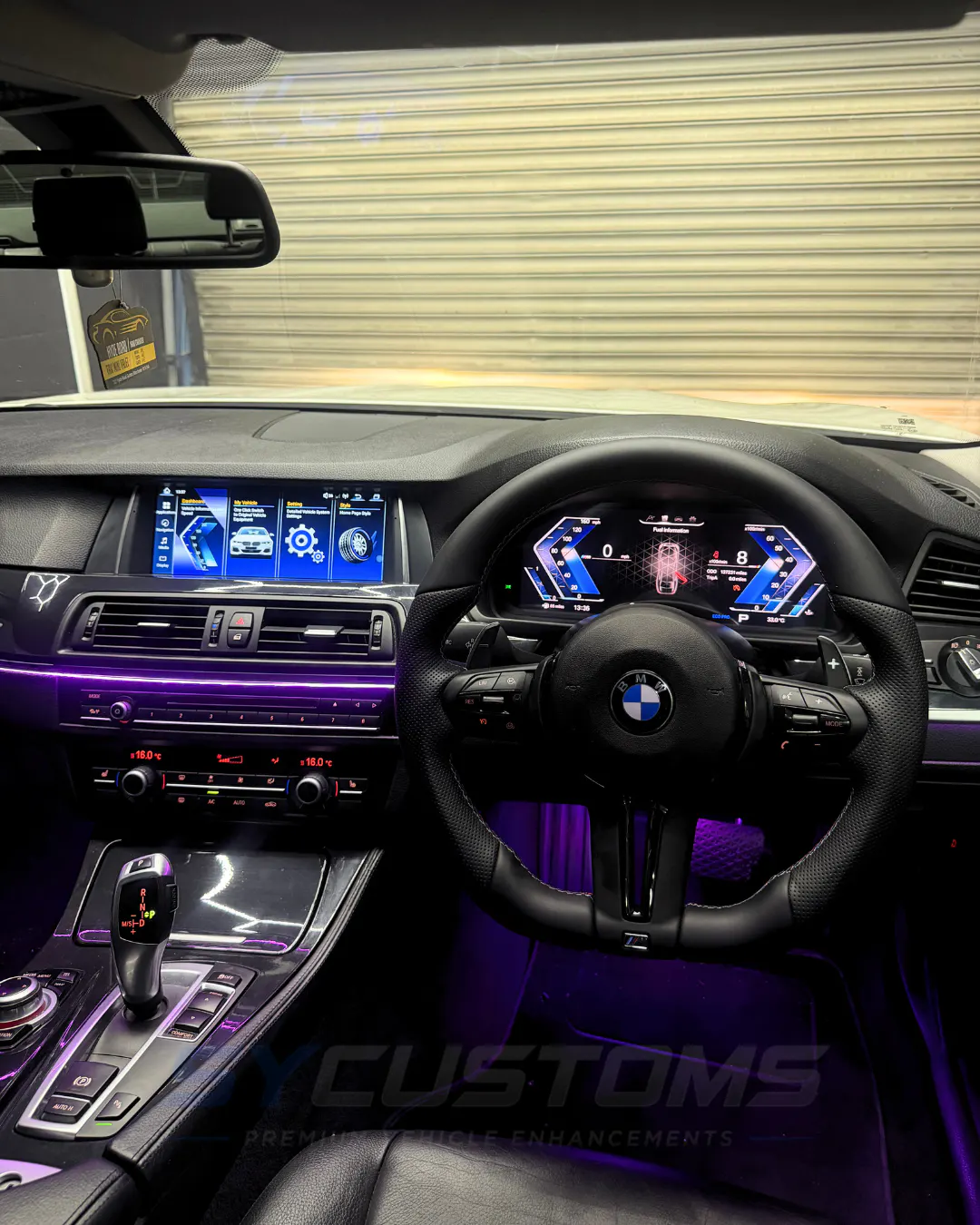 BMW 5 Series F10 before screen upgrade, digital cluster upgrade, steering wheel upgrade installation