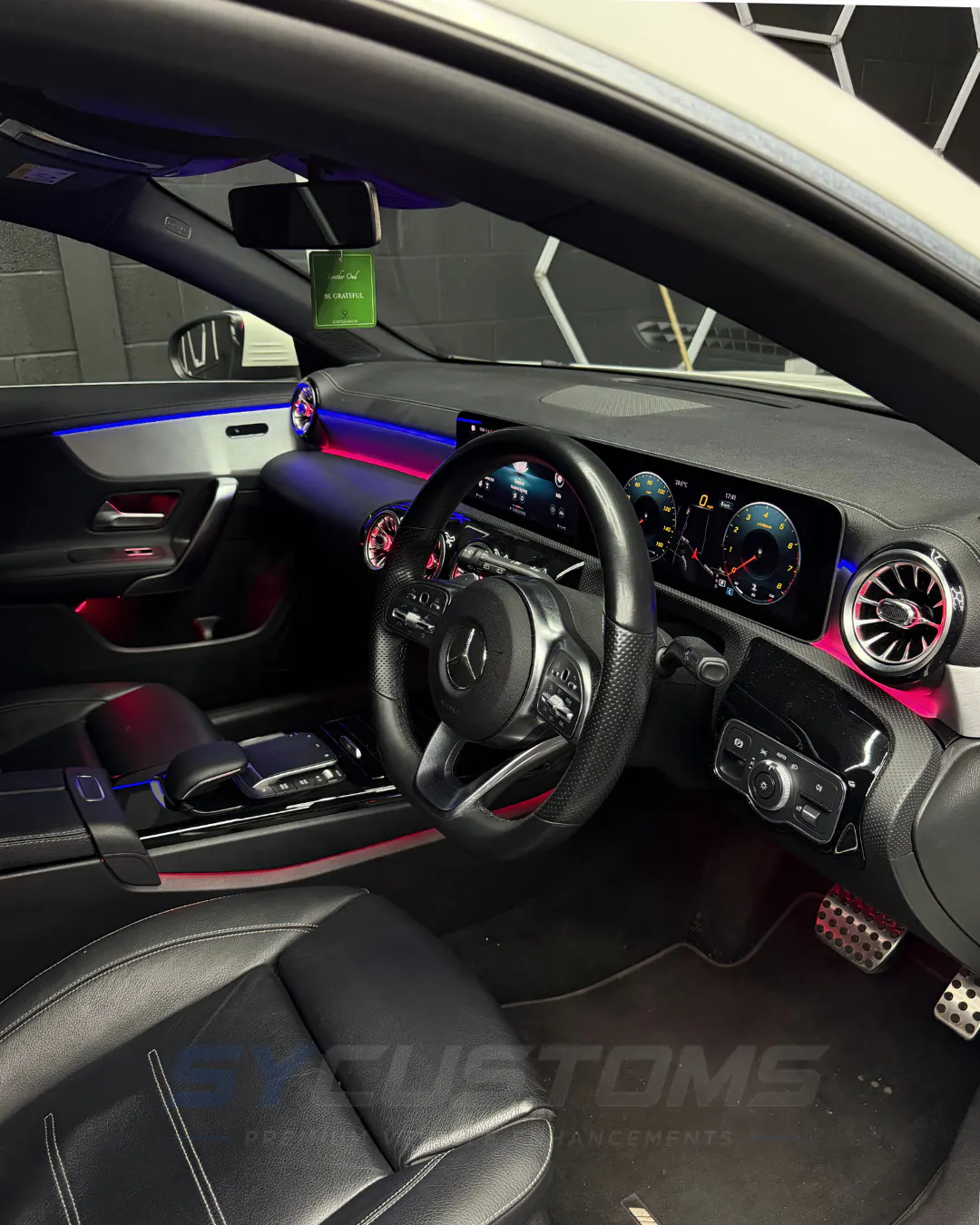 Mercedes A-Class W177 after oem ambient lighting, starlights installation