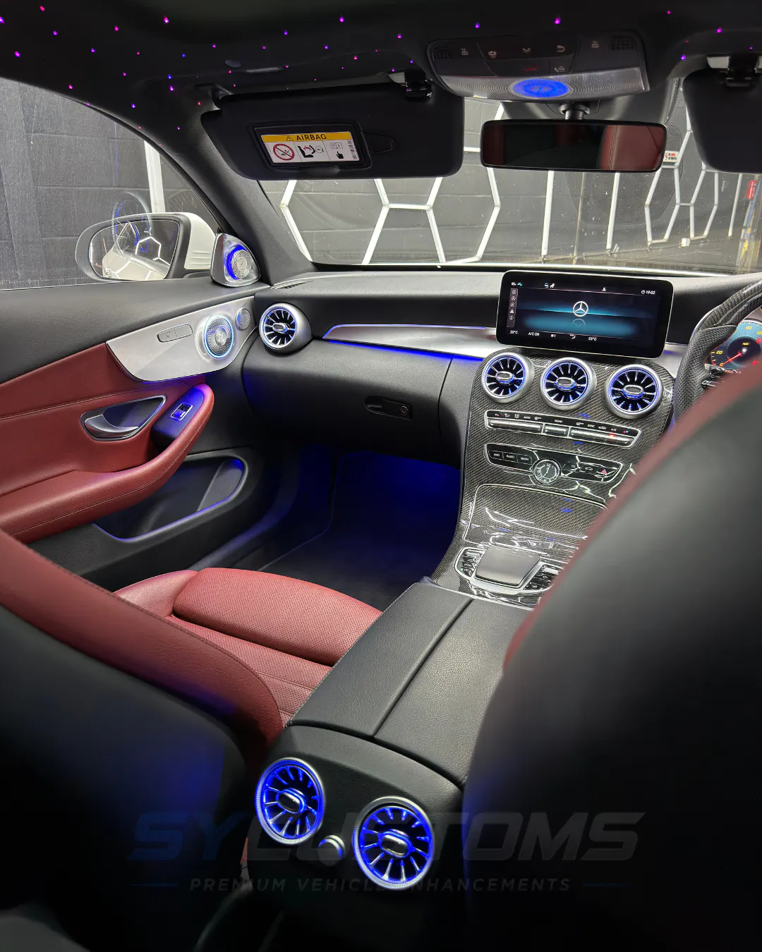 Mercedes C-Class Coupe (Facelift) OEM Ambient Lighting, Custom Steering Wheel, Car Accessories, Starlight installation
