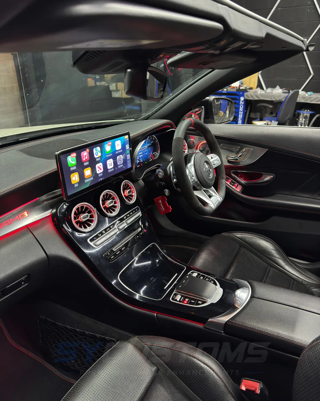 Mercedes C-Class Coupe (Pre-Facelift) OEM Ambient Lighting, Digital Cluster, Android Screen, Steering Wheel, Car Accessories installation