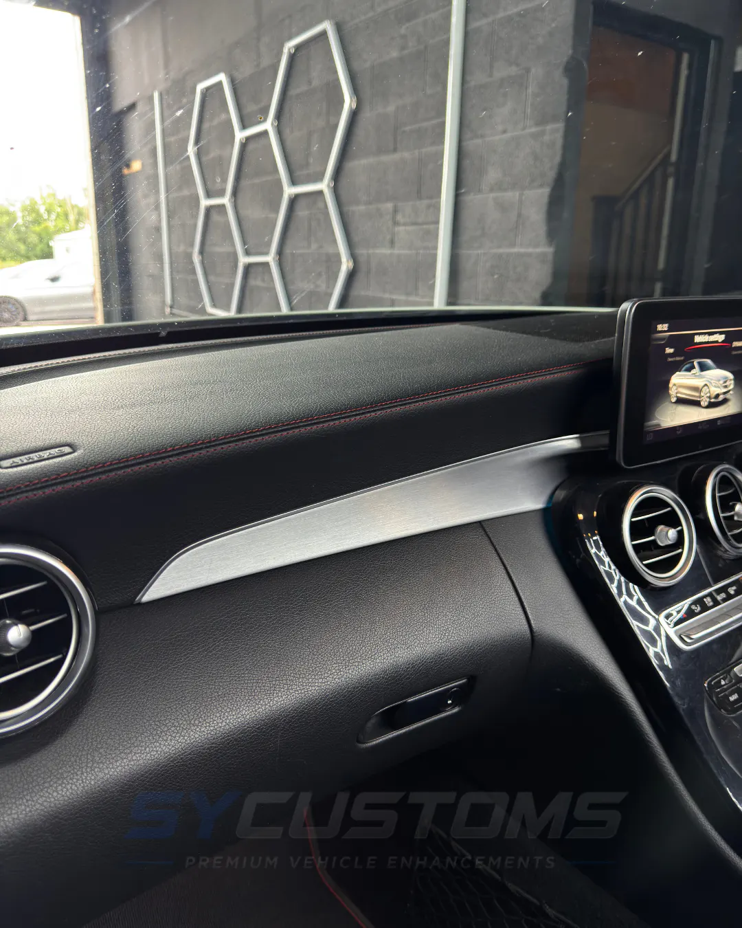 Mercedes C-Class Coupe (Pre-Facelift) before oem ambient lighting, digital cluster, android screen, steering wheel, car accessories installation