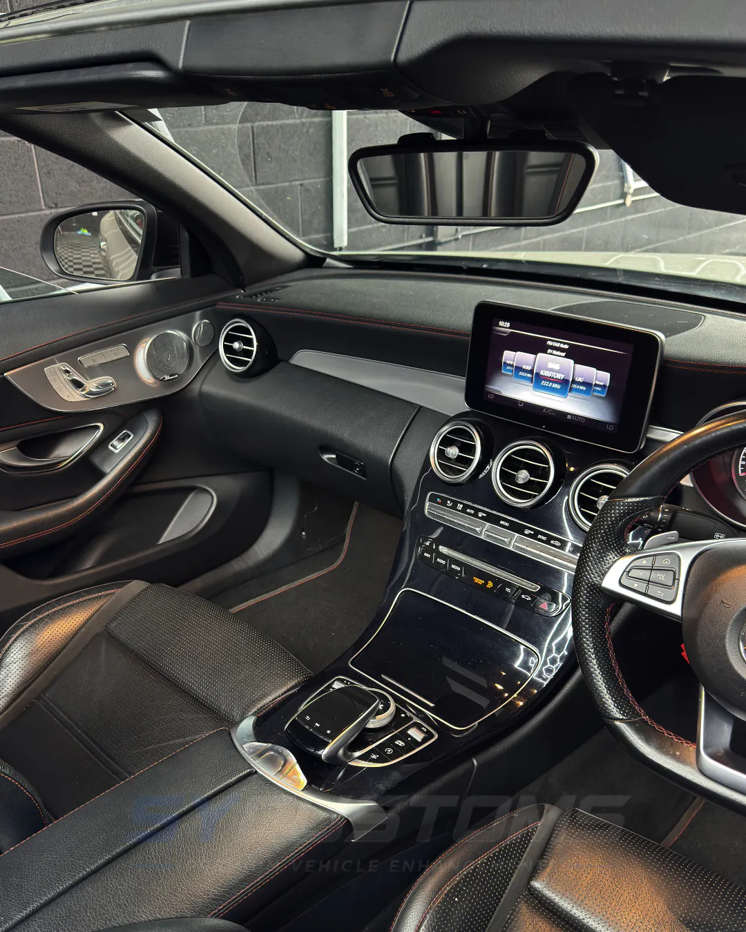 Mercedes C-Class Coupe (Pre-Facelift) before oem ambient lighting, digital cluster, android screen, steering wheel, car accessories installation
