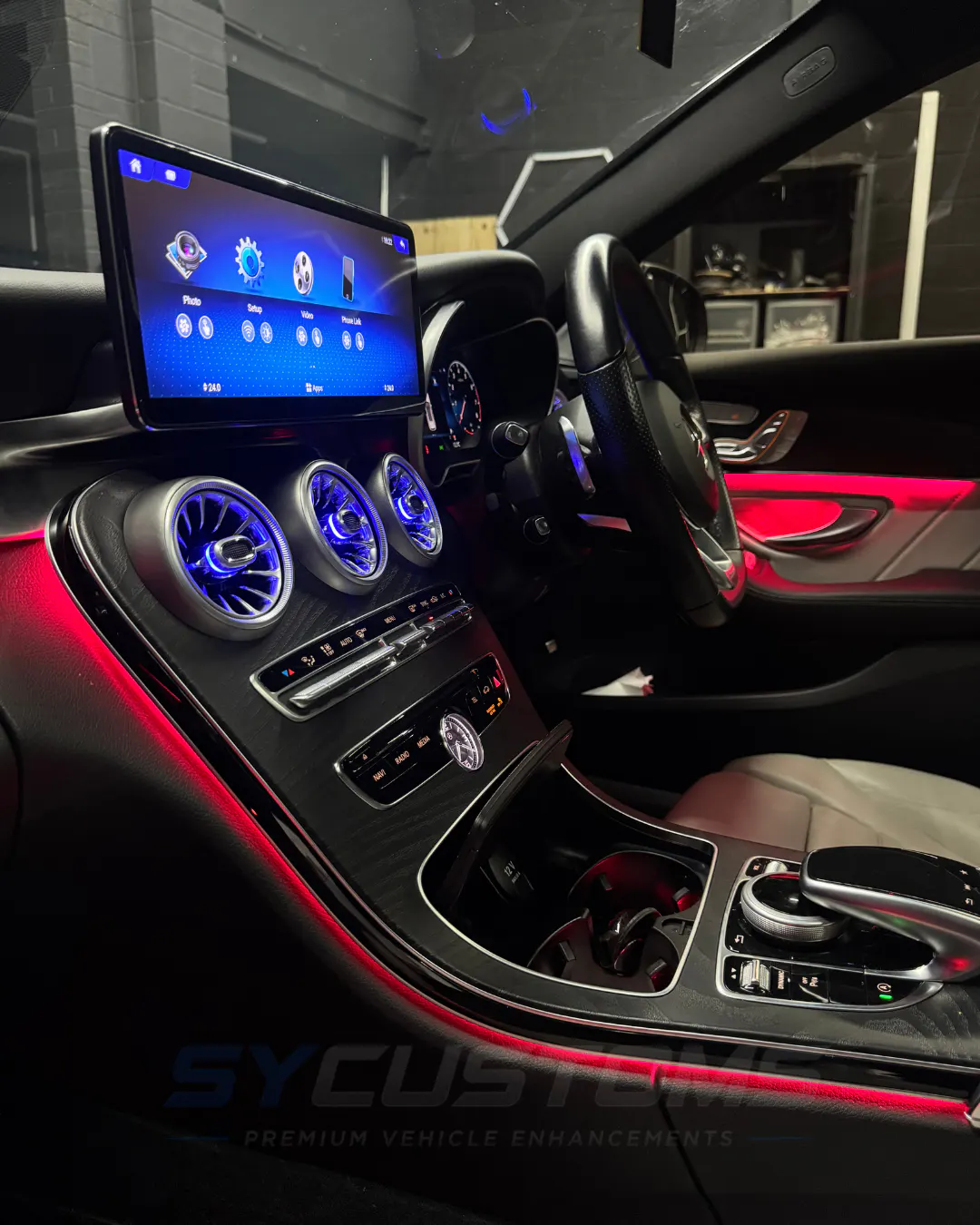Mercedes C-Class Saloon OEM Ambient Lighting, Screen upgrade, Digital Cluster upgrade installation