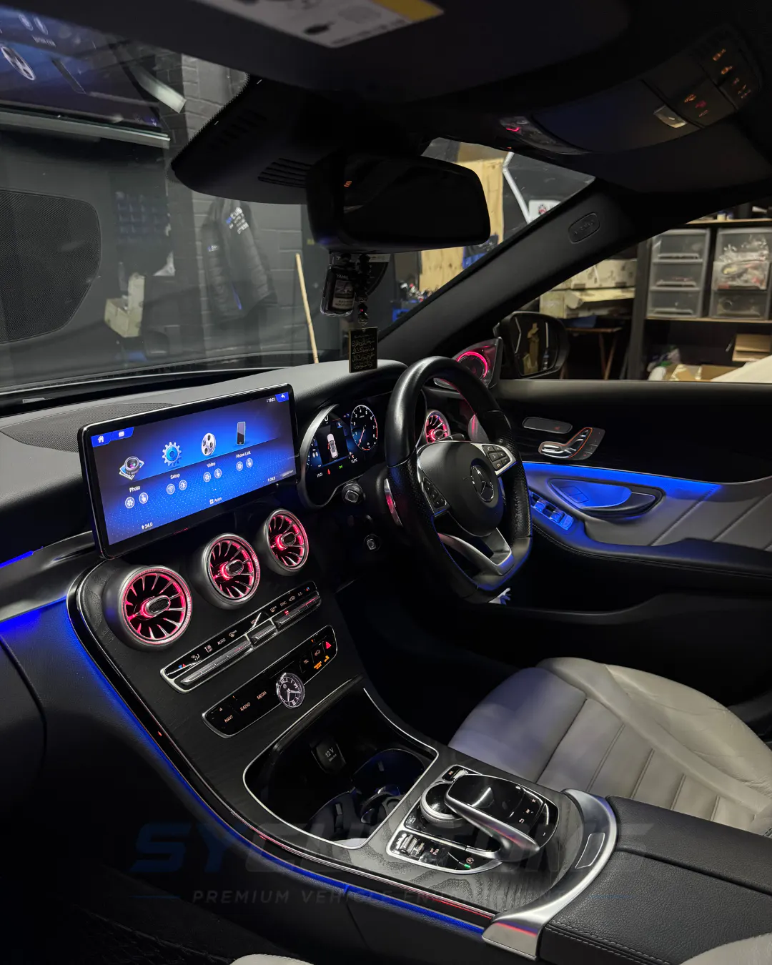 Mercedes C-Class Saloon OEM Ambient Lighting, Screen upgrade, Digital Cluster upgrade installation