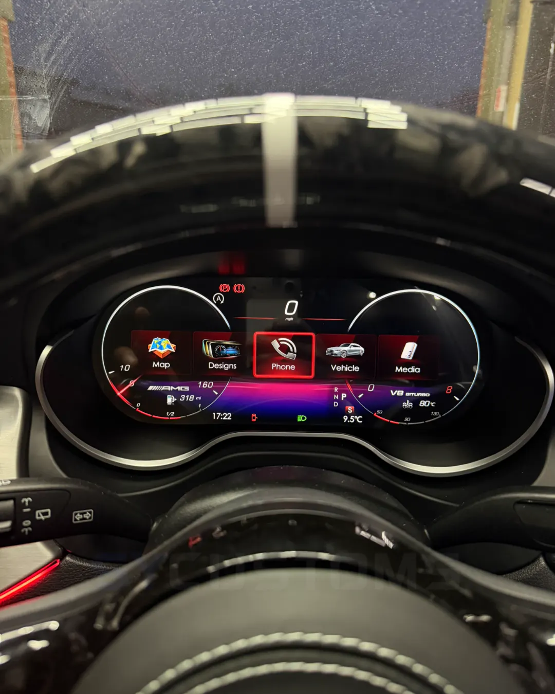 Mercedes CLA W117 OEM Ambient Lighting, Screen upgrade, Digital Cluster upgrade, Custom Steering Wheel installation