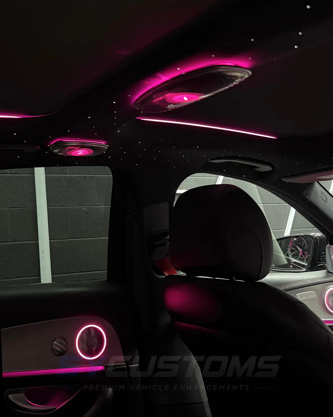 Mercedes E-Class E43 after oem ambient lighting, car accessories installation