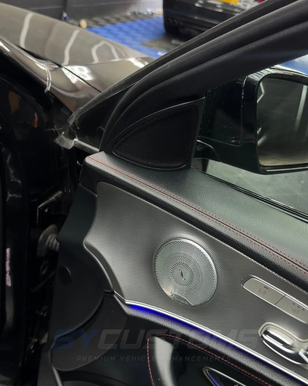 Mercedes E-Class E43 before oem ambient lighting, car accessories installation
