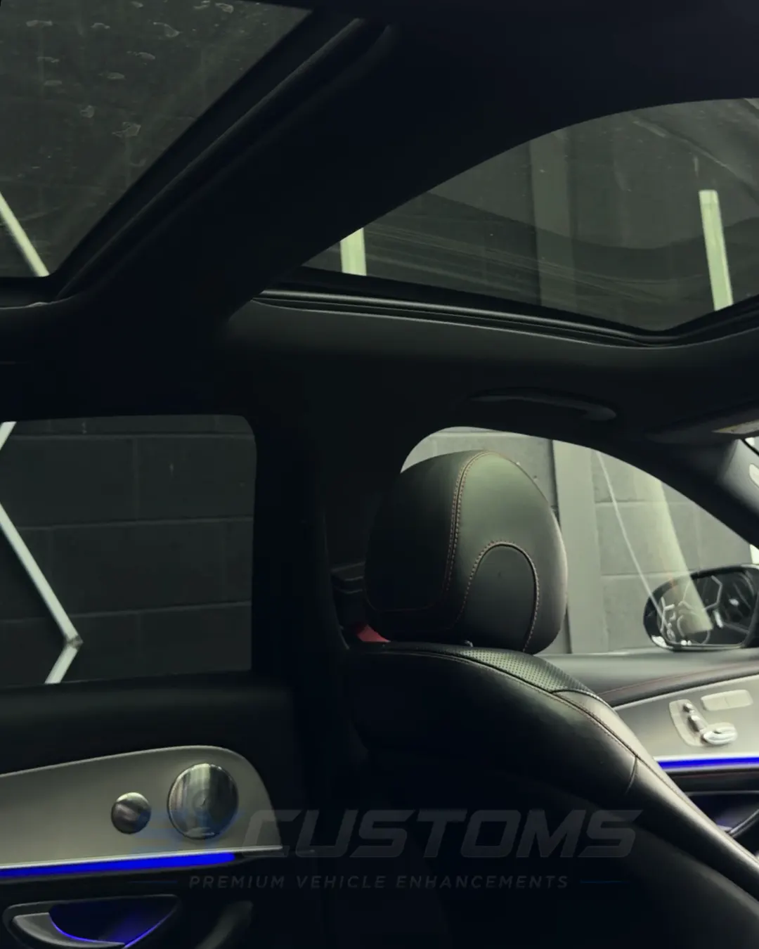 Mercedes E-Class E43 before oem ambient lighting, car accessories installation