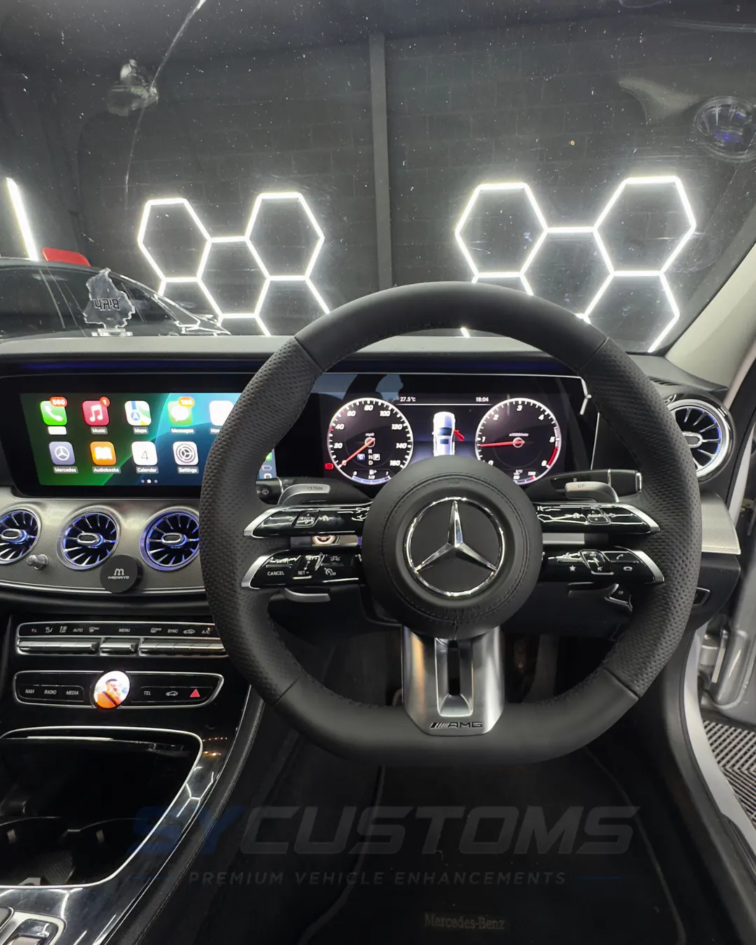 Mercedes E-Class OEM Retrofits, OEM Ambient Lighting, Car accessories, Custom Steering Wheel installation