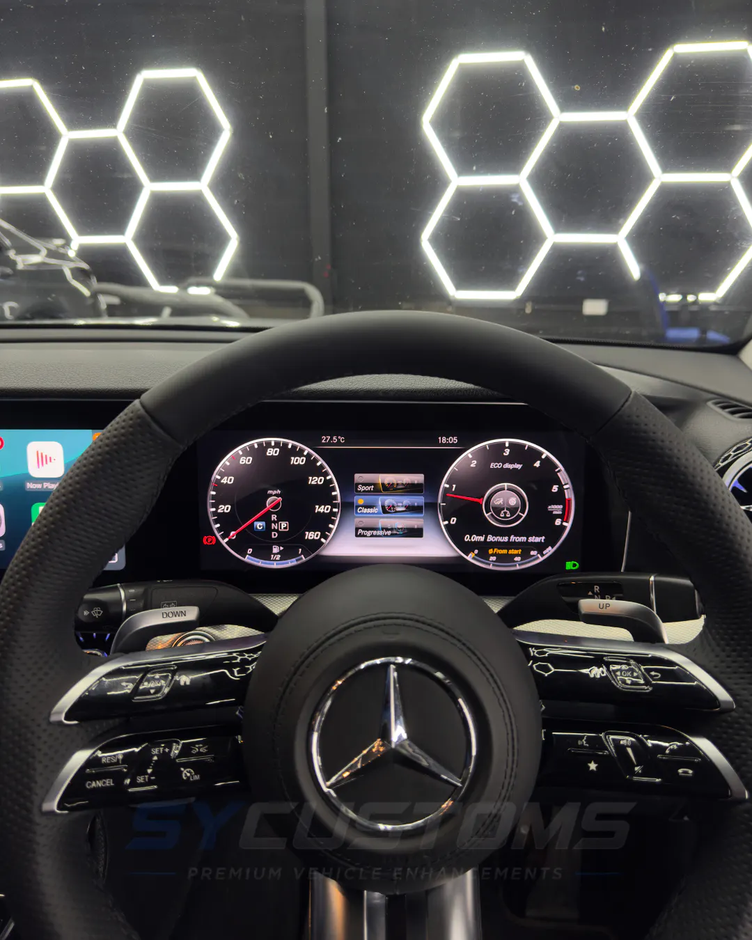 Mercedes E-Class OEM Retrofits, OEM Ambient Lighting, Car accessories, Custom Steering Wheel installation