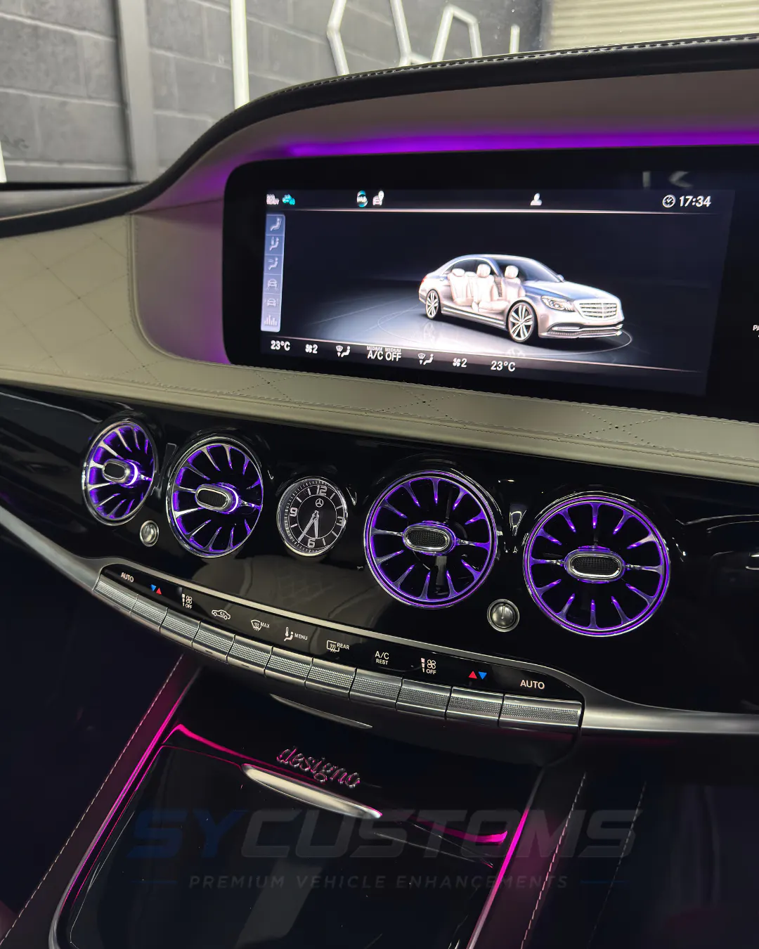 Mercedes S-Class after oem ambient lighting installation