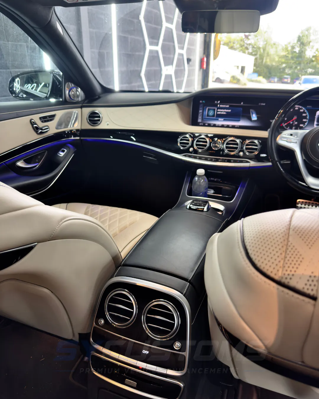 Mercedes S-Class before oem ambient lighting installation