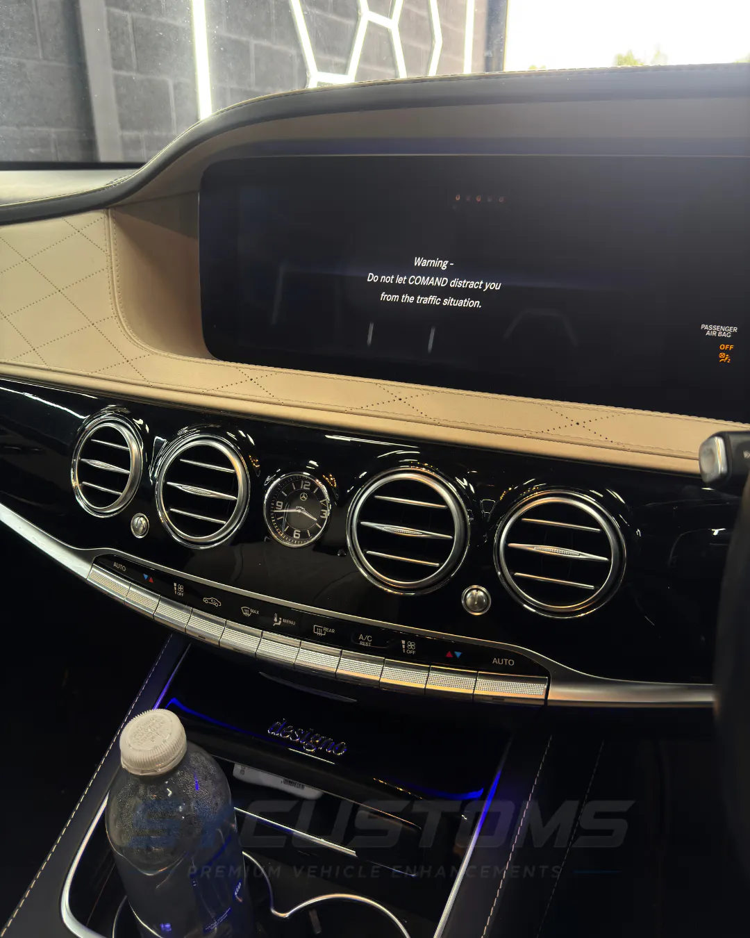 Mercedes S-Class before oem ambient lighting installation
