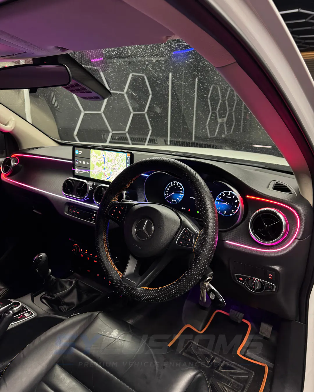 Mercedes X-Class Universal Ambient Lighting, Screen upgrade, Digital Cluster upgrade installation