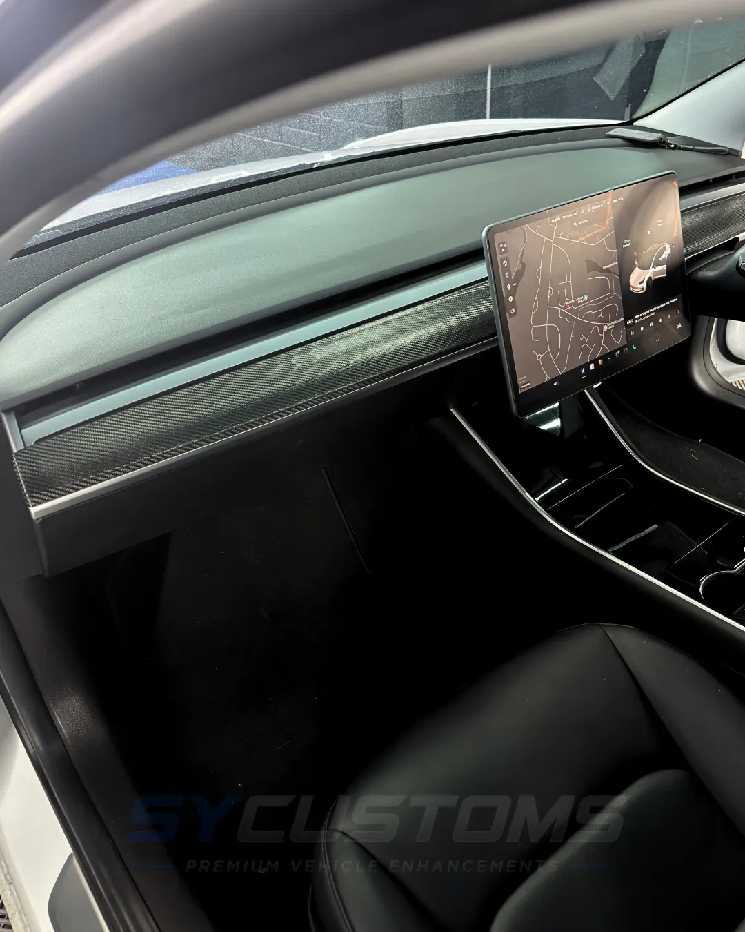 Tesla Model 3 before oem ambient lighting installation